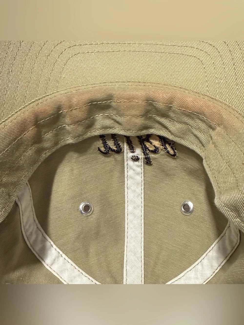 Vintage Nike khaki Strapback Cap Featuring Cursive Logo Embroidery OS